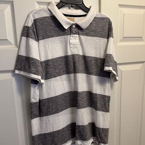Men’s Roebuck Co.Striped Polo Shirt in Gray and White, XXL